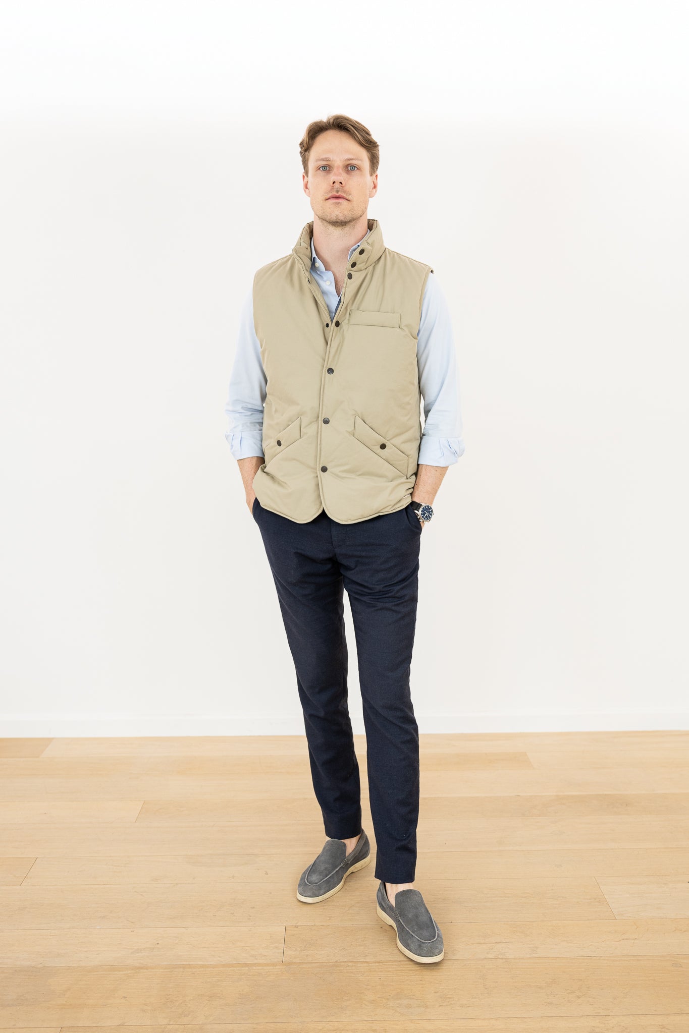 Gilet sans manches beige