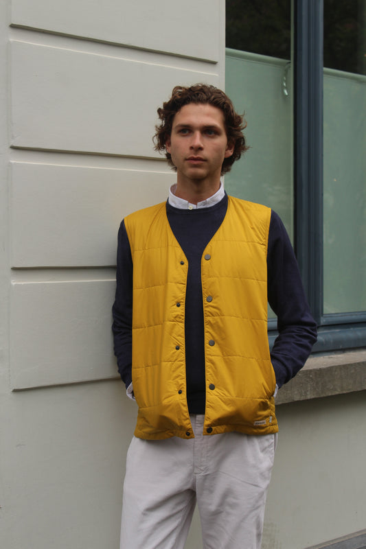 Down V-hals Gillet Geel (lichtgewicht)