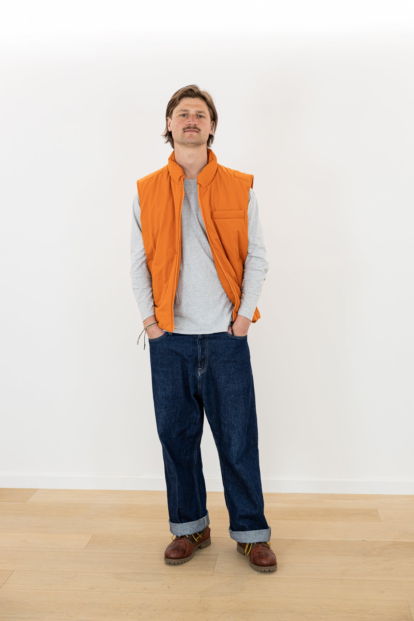 DOWN BODYWARMER ORANGE (ZIPPER)