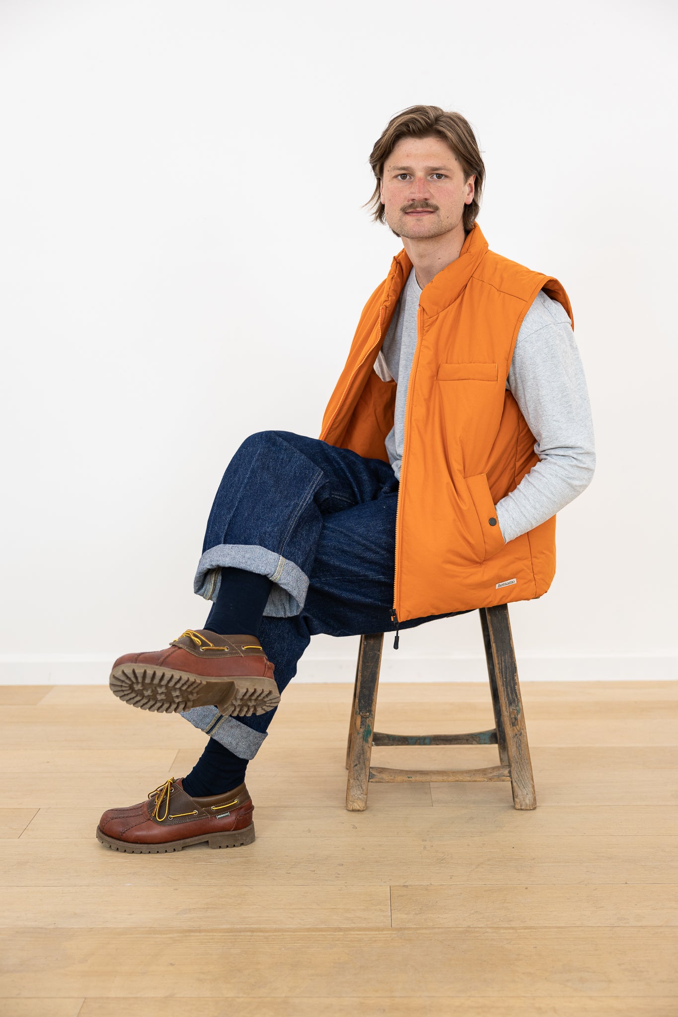 DOWN BODYWARMER ORANGE (ZIPPER)