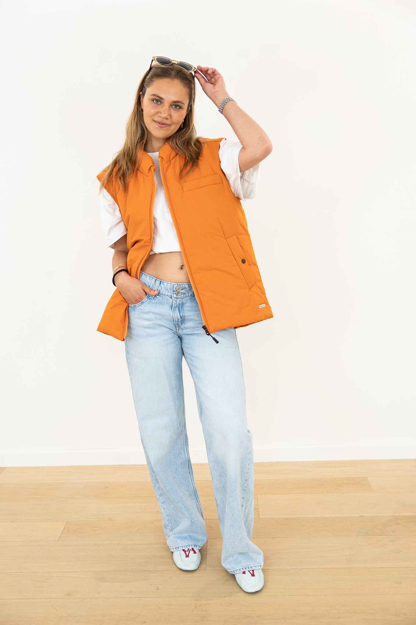 DOWN BODYWARMER ORANGE (ZIPPER)