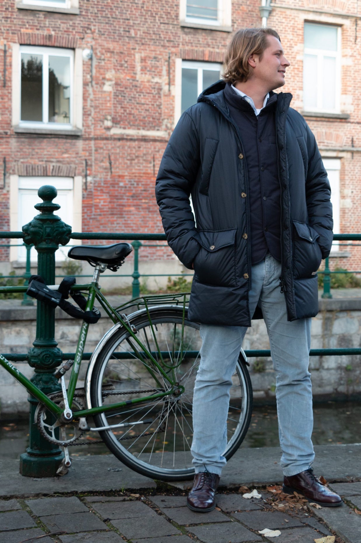 DOWN LONG JACKET NAVY