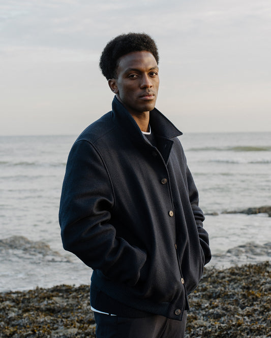 WOOL BOMBER JACKET NAVY